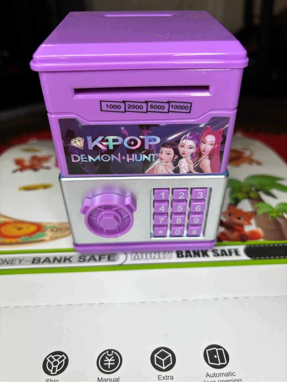 Kpop Demon Hunter Purple Kids Money Bank Safe